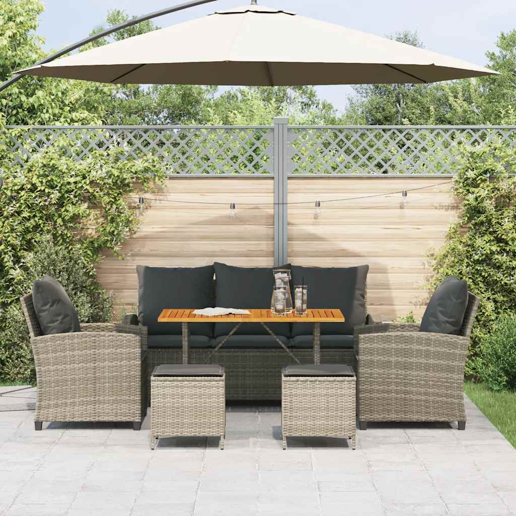 6-delige Loungeset met kussens poly rattan lichtgrijs is nu te koop bij PeponiXL, paradijselijk wonen!