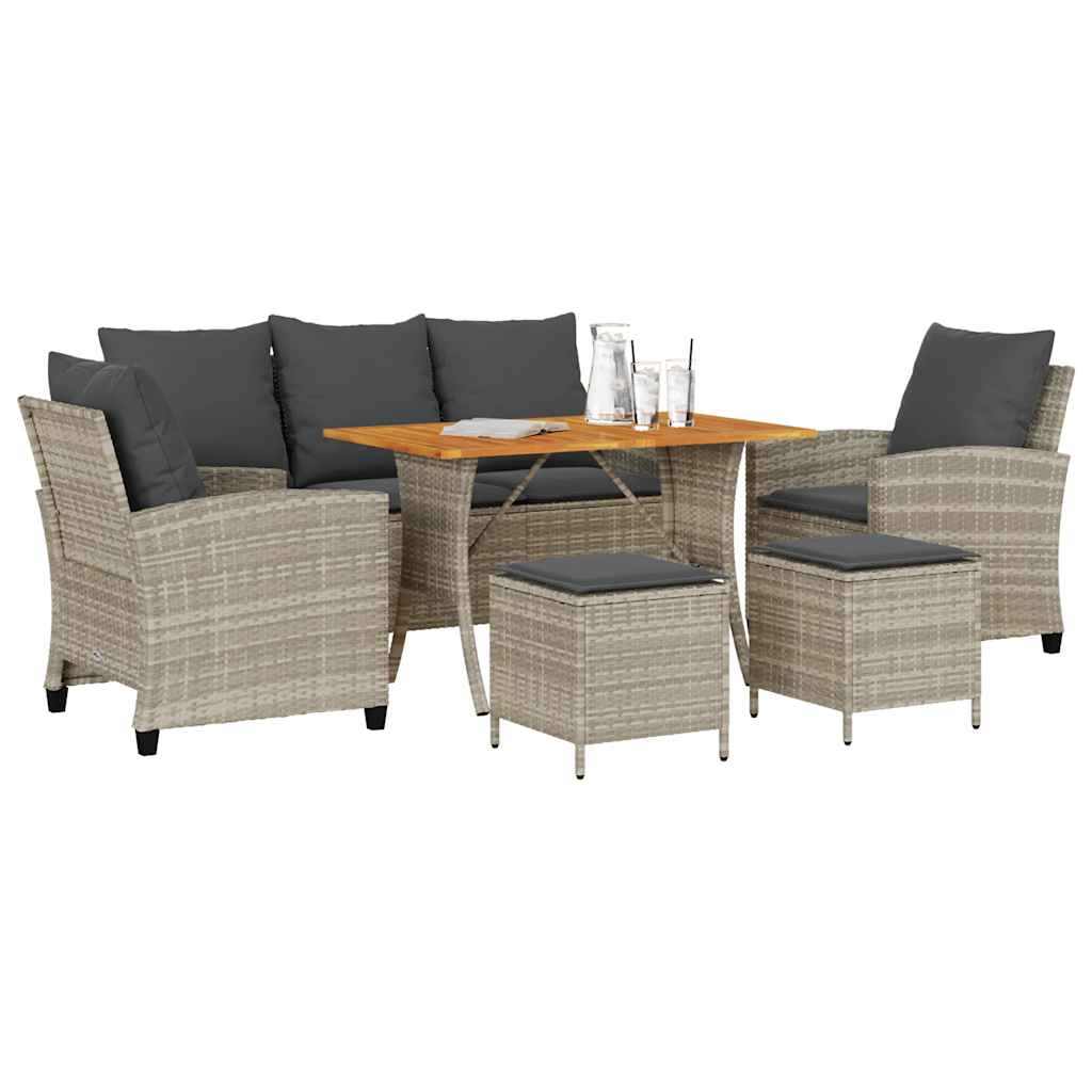6-delige Loungeset met kussens poly rattan lichtgrijs is nu te koop bij PeponiXL, paradijselijk wonen!