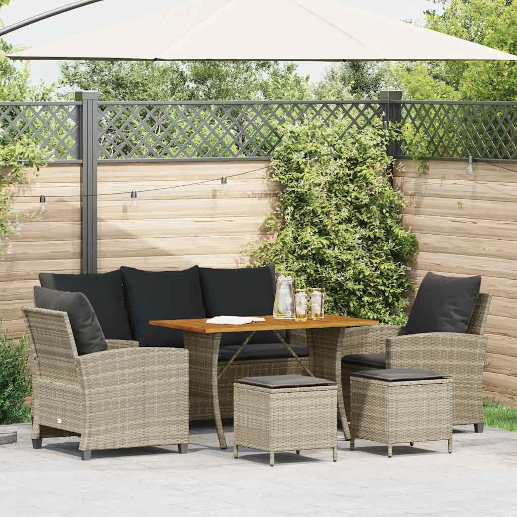 6-delige Loungeset met kussens poly rattan lichtgrijs is nu te koop bij PeponiXL, paradijselijk wonen!