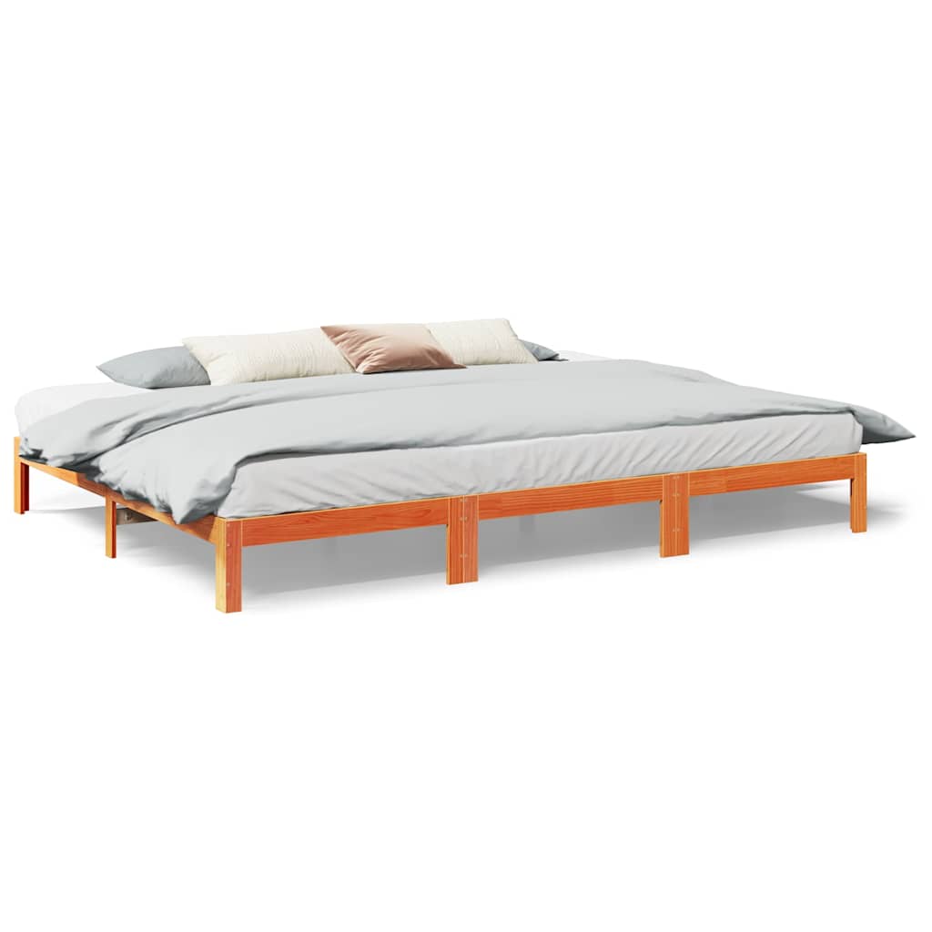 Bedframe zonder matras 240x200 cm massief grenenhout wasbruin is nu te koop bij PeponiXL, paradijselijk wonen!