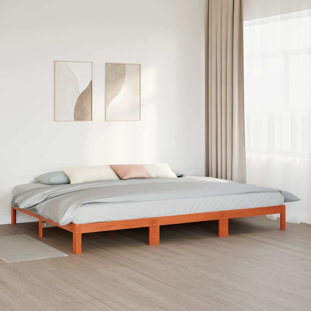 Bedframe zonder matras 240x200 cm massief grenenhout wasbruin is nu te koop bij PeponiXL, paradijselijk wonen!
