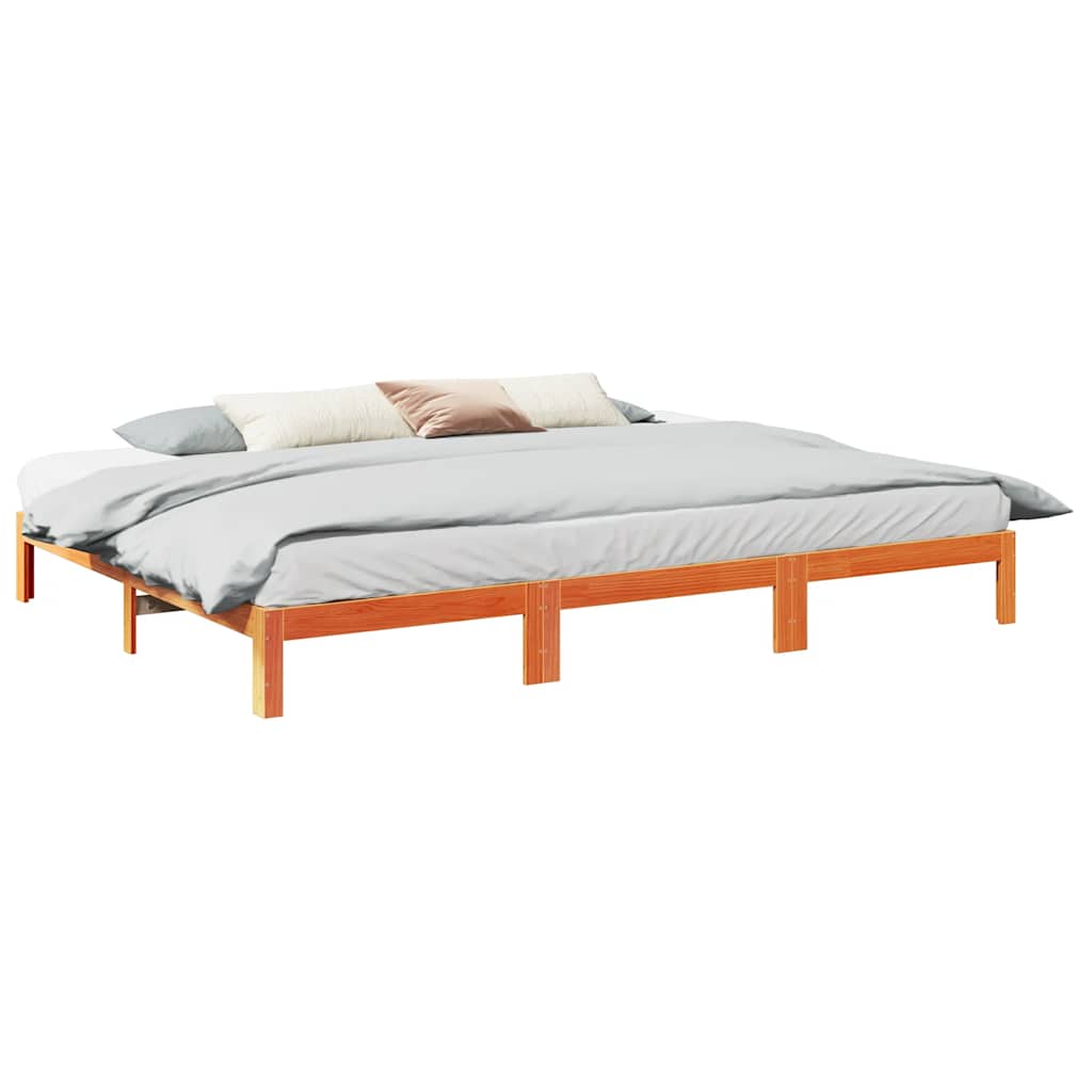 Bedframe zonder matras 240x200 cm massief grenenhout wasbruin is nu te koop bij PeponiXL, paradijselijk wonen!