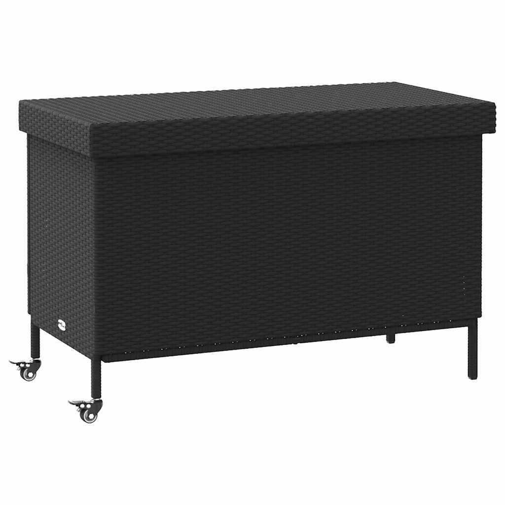 Tuinbox met wielen 110x55x73 cm poly rattan zwart is nu te koop bij PeponiXL, paradijselijk wonen!