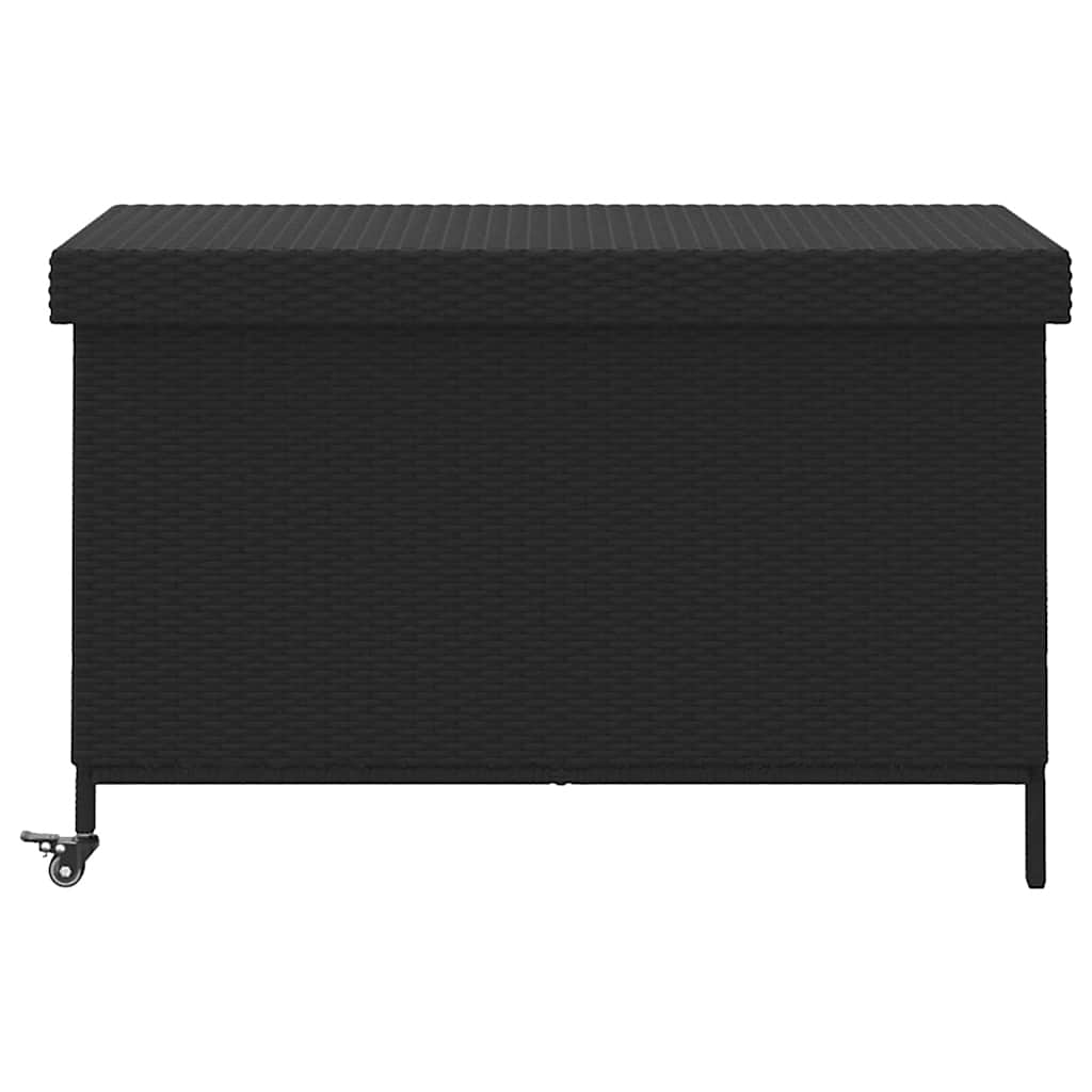 Tuinbox met wielen 110x55x73 cm poly rattan zwart is nu te koop bij PeponiXL, paradijselijk wonen!