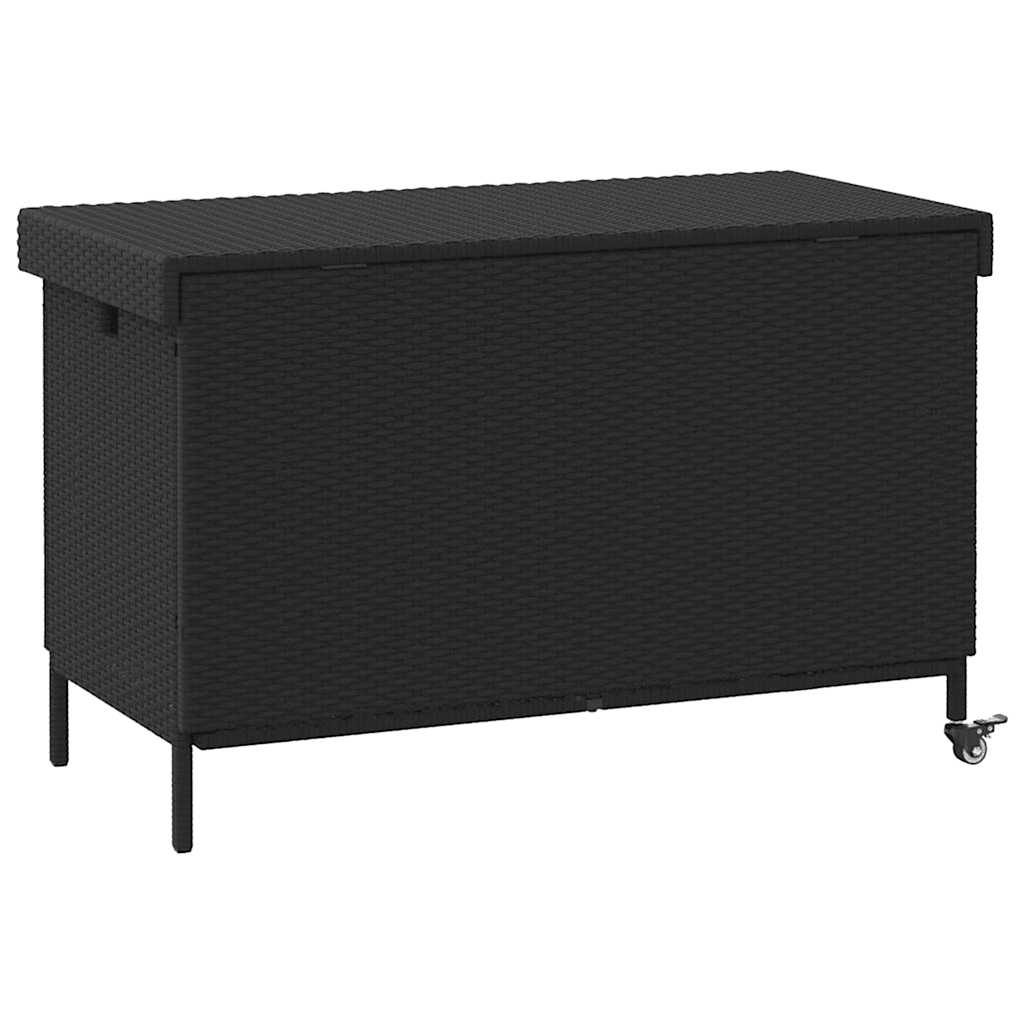 Tuinbox met wielen 110x55x73 cm poly rattan zwart is nu te koop bij PeponiXL, paradijselijk wonen!