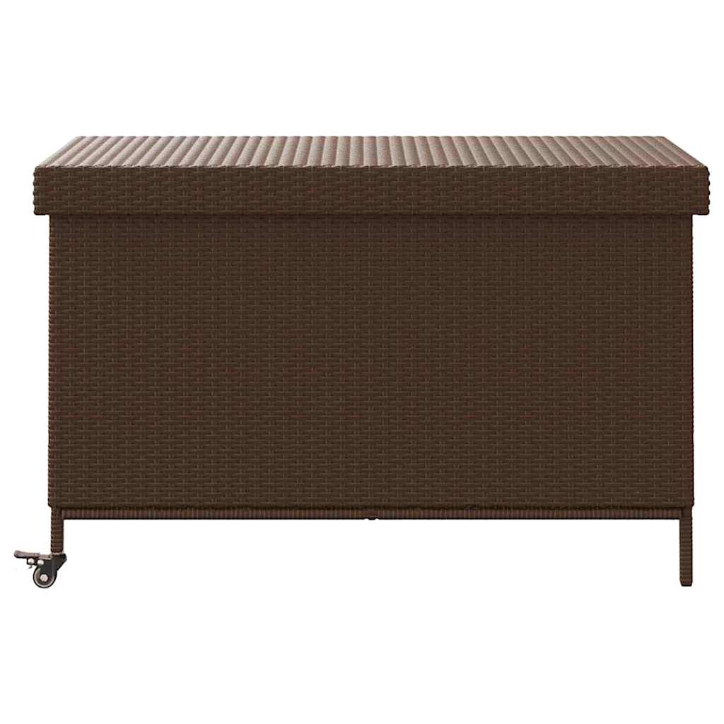 Tuinbox met wielen 110x55x73 cm poly rattan bruin is nu te koop bij PeponiXL, paradijselijk wonen!