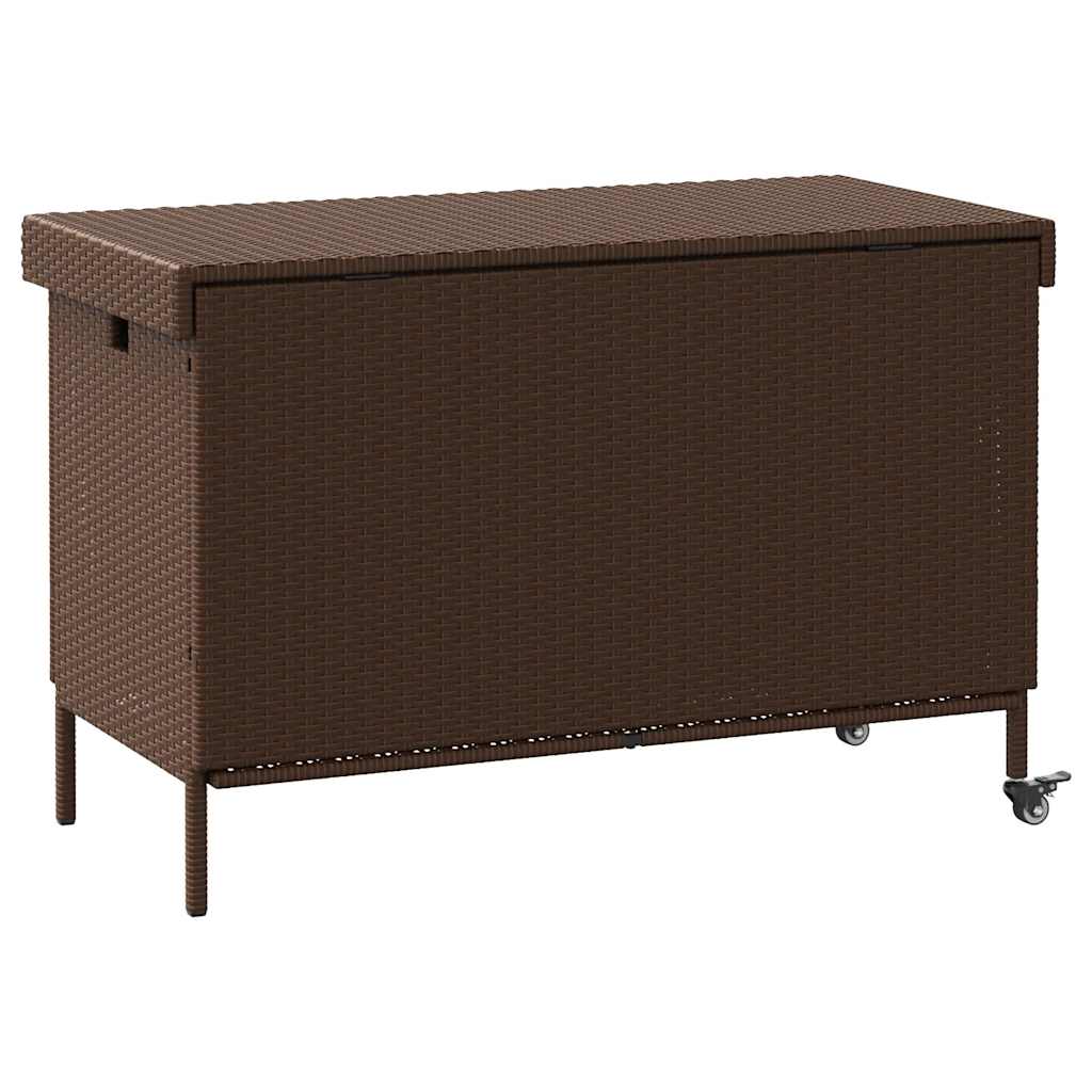 Tuinbox met wielen 110x55x73 cm poly rattan bruin is nu te koop bij PeponiXL, paradijselijk wonen!