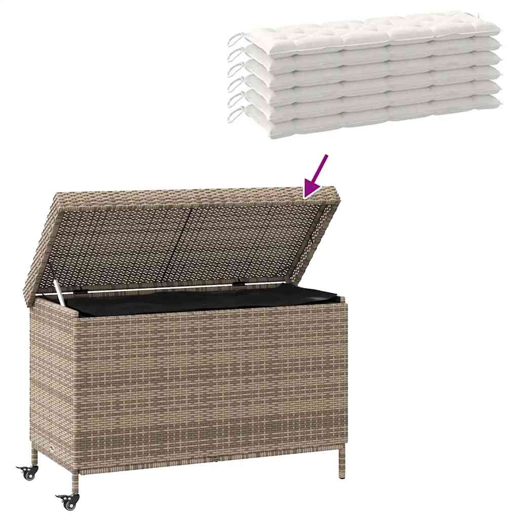 Tuinbox met wielen 110x55x73 cm poly rattan grijs is nu te koop bij PeponiXL, paradijselijk wonen!