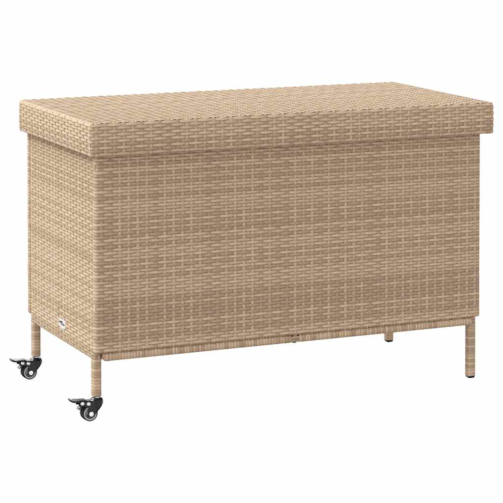 Tuinbox met wielen 110x55x73 cm poly rattan gemengd beige is nu te koop bij PeponiXL, paradijselijk wonen!