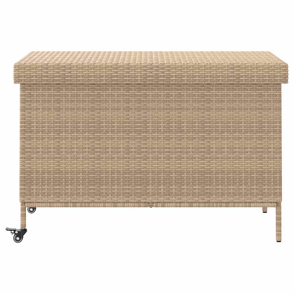 Tuinbox met wielen 110x55x73 cm poly rattan gemengd beige is nu te koop bij PeponiXL, paradijselijk wonen!