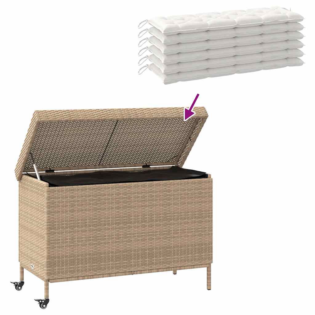 Tuinbox met wielen 110x55x73 cm poly rattan gemengd beige is nu te koop bij PeponiXL, paradijselijk wonen!