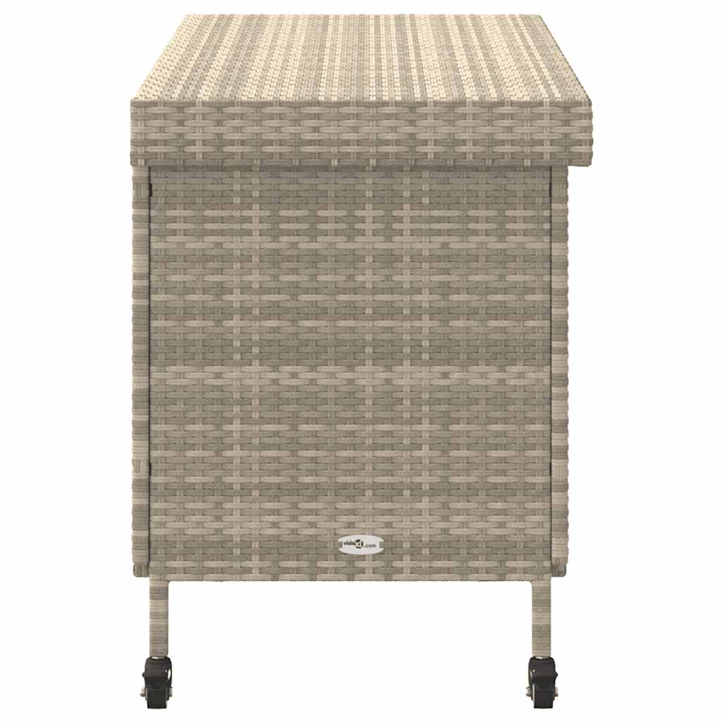Tuinbox met wielen 110x55x73 cm poly rattan lichtgrijs is nu te koop bij PeponiXL, paradijselijk wonen!