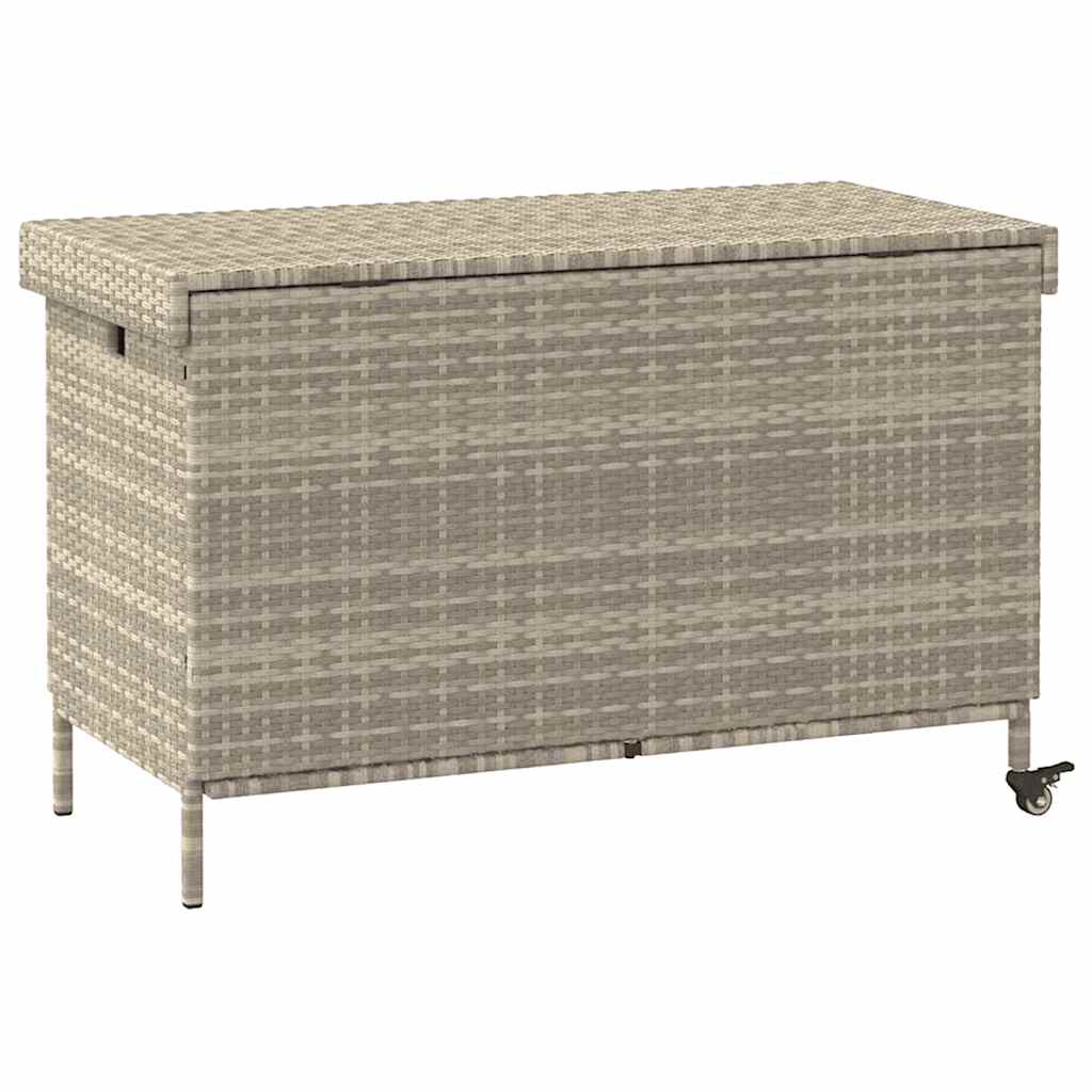 Tuinbox met wielen 110x55x73 cm poly rattan lichtgrijs is nu te koop bij PeponiXL, paradijselijk wonen!