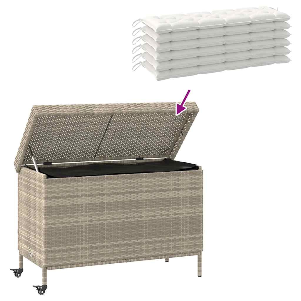 Tuinbox met wielen 110x55x73 cm poly rattan lichtgrijs is nu te koop bij PeponiXL, paradijselijk wonen!