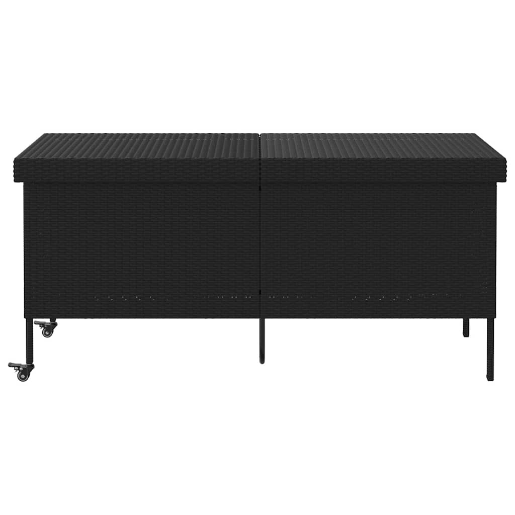 Tuinbox met wielen 160x55x75 cm poly rattan zwart is nu te koop bij PeponiXL, paradijselijk wonen!