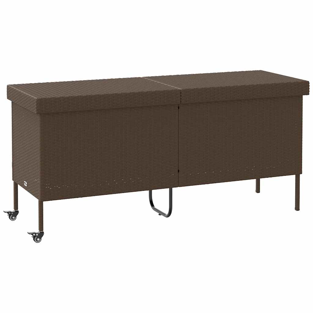 Tuinbox met wielen 160x55x75 cm poly rattan bruin is nu te koop bij PeponiXL, paradijselijk wonen!