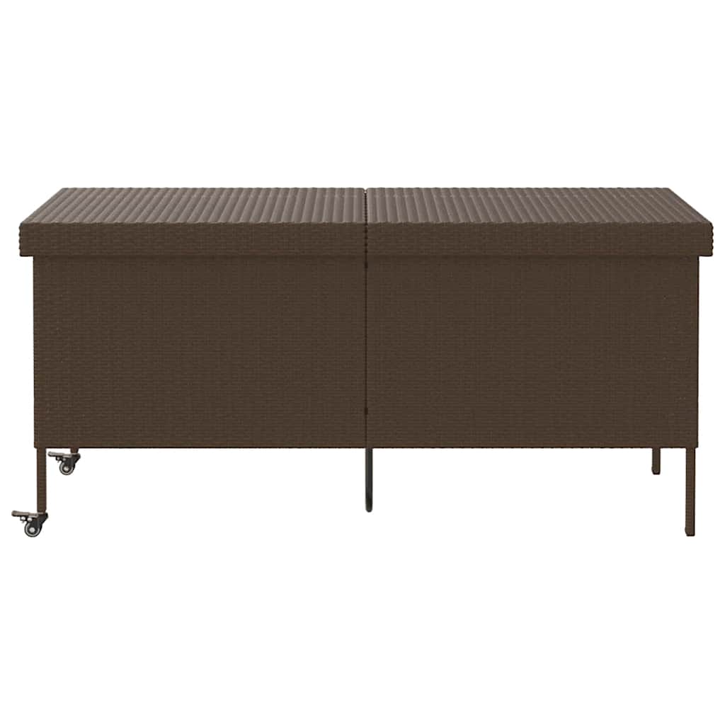 Tuinbox met wielen 160x55x75 cm poly rattan bruin is nu te koop bij PeponiXL, paradijselijk wonen!