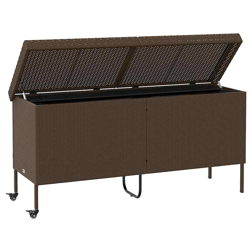 Tuinbox met wielen 160x55x75 cm poly rattan bruin is nu te koop bij PeponiXL, paradijselijk wonen!