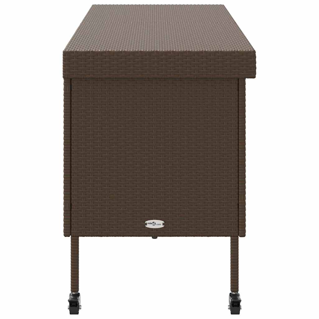Tuinbox met wielen 160x55x75 cm poly rattan bruin is nu te koop bij PeponiXL, paradijselijk wonen!