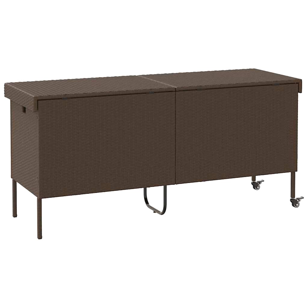 Tuinbox met wielen 160x55x75 cm poly rattan bruin is nu te koop bij PeponiXL, paradijselijk wonen!
