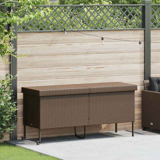 Tuinbox met wielen 160x55x75 cm poly rattan bruin is nu te koop bij PeponiXL, paradijselijk wonen!