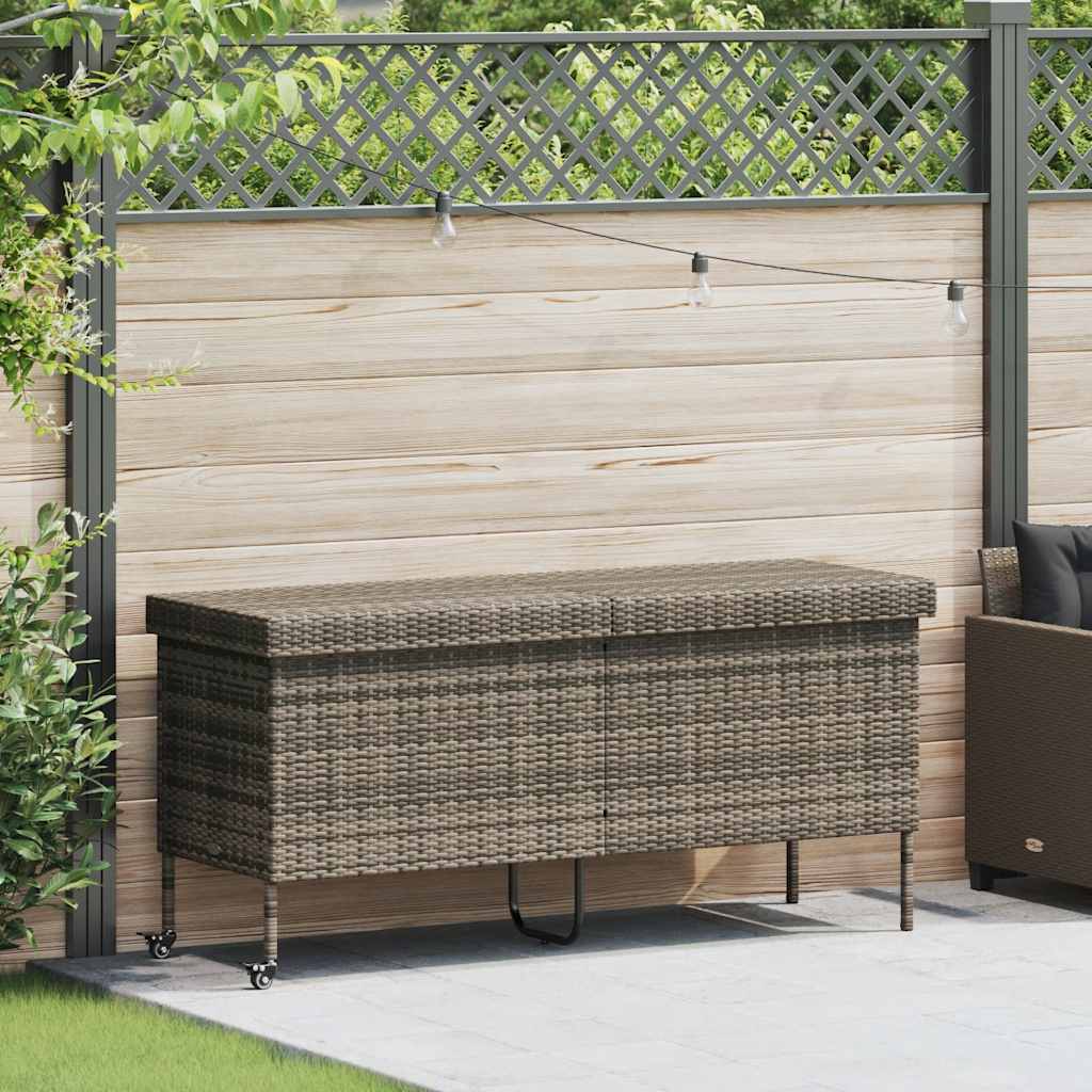 Tuinbox met wielen 160x55x75 cm poly rattan grijs is nu te koop bij PeponiXL, paradijselijk wonen!