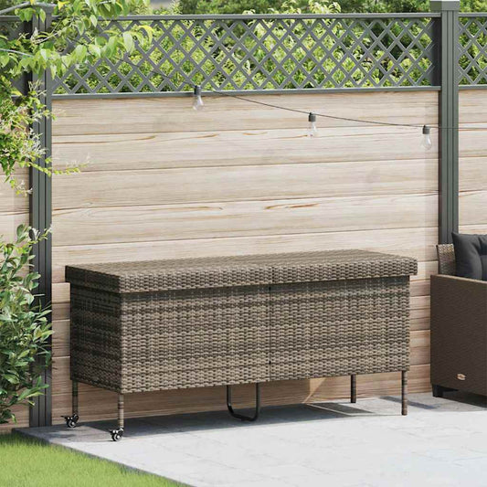 Tuinbox met wielen 160x55x75 cm poly rattan grijs is nu te koop bij PeponiXL, paradijselijk wonen!