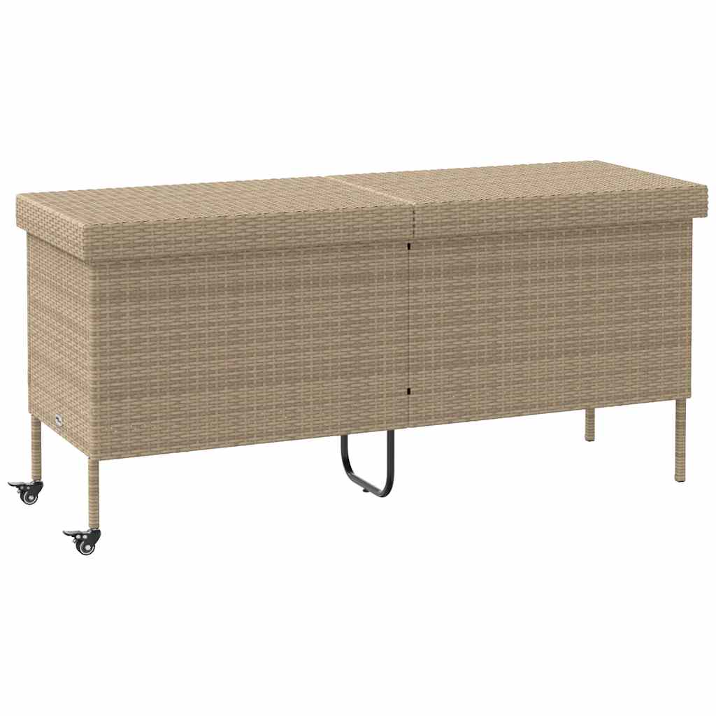 Tuinbox met wielen 160x55x75 cm poly rattan beige is nu te koop bij PeponiXL, paradijselijk wonen!
