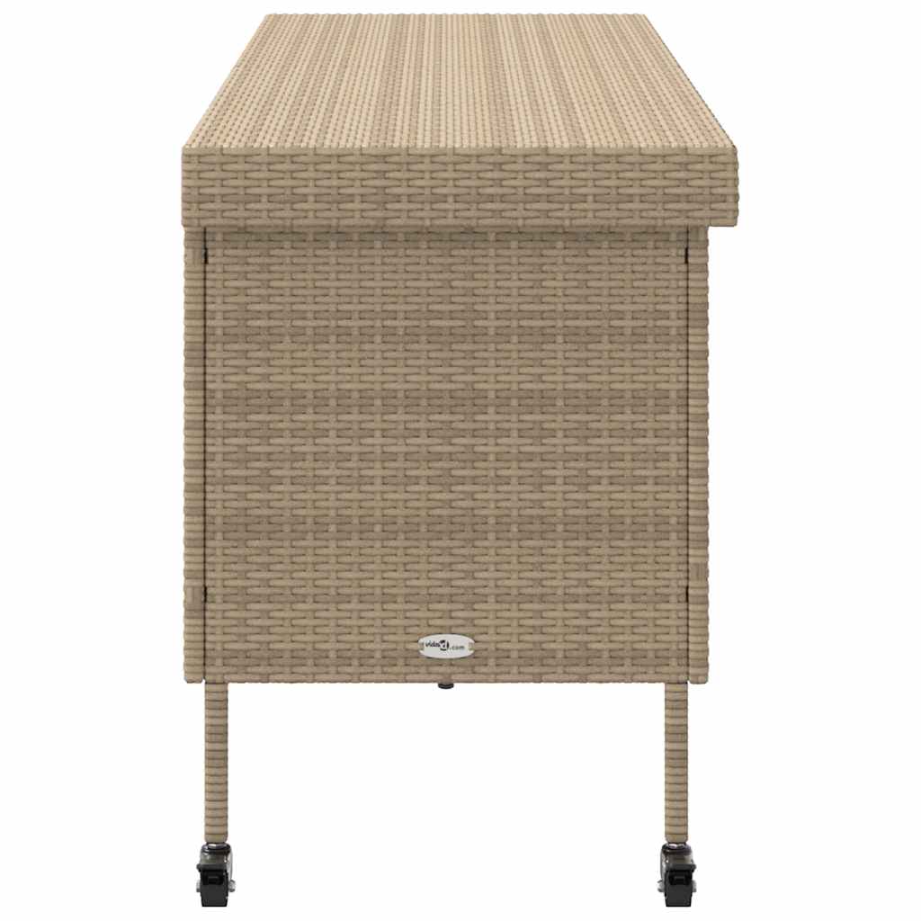 Tuinbox met wielen 160x55x75 cm poly rattan beige is nu te koop bij PeponiXL, paradijselijk wonen!
