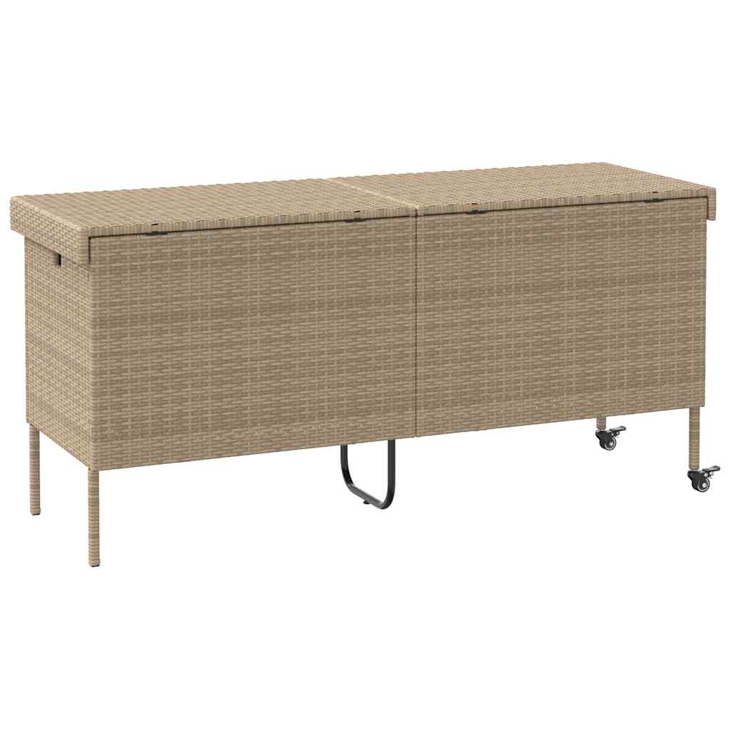 Tuinbox met wielen 160x55x75 cm poly rattan beige is nu te koop bij PeponiXL, paradijselijk wonen!