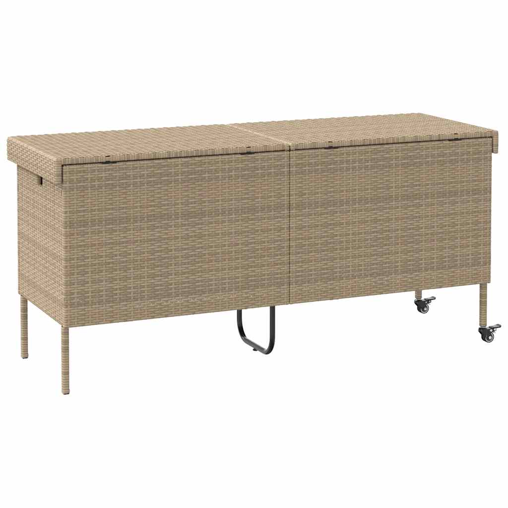 Tuinbox met wielen 160x55x75 cm poly rattan beige is nu te koop bij PeponiXL, paradijselijk wonen!