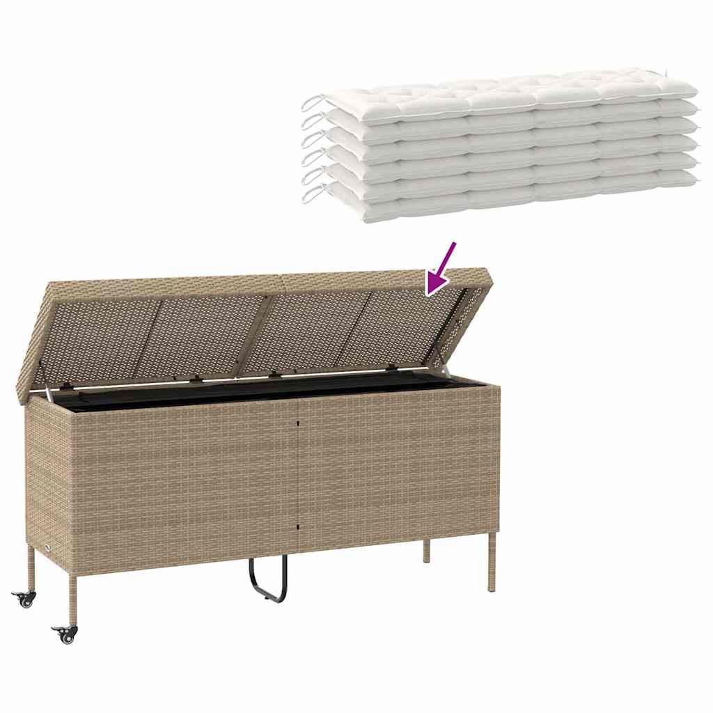 Tuinbox met wielen 160x55x75 cm poly rattan beige is nu te koop bij PeponiXL, paradijselijk wonen!