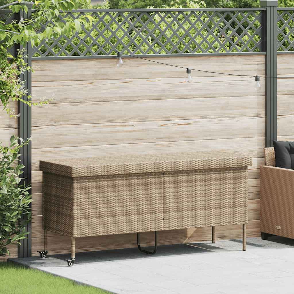Tuinbox met wielen 160x55x75 cm poly rattan beige is nu te koop bij PeponiXL, paradijselijk wonen!