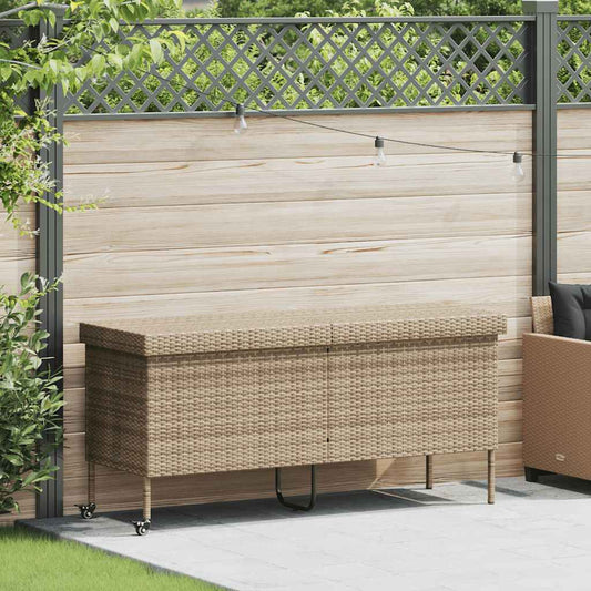 Tuinbox met wielen 160x55x75 cm poly rattan beige is nu te koop bij PeponiXL, paradijselijk wonen!