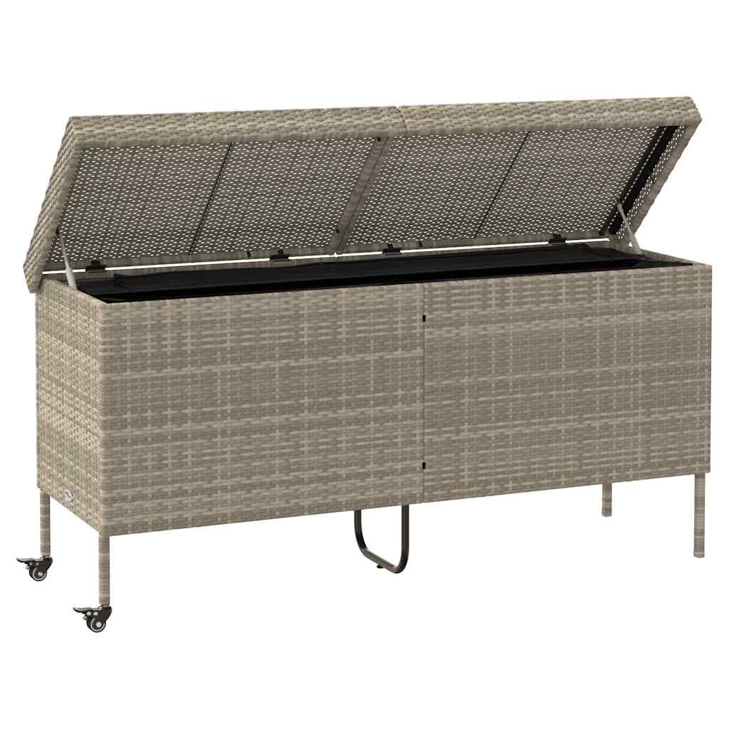 Tuinbox met wielen 160x55x75 cm poly rattan lichtgrijs is nu te koop bij PeponiXL, paradijselijk wonen!