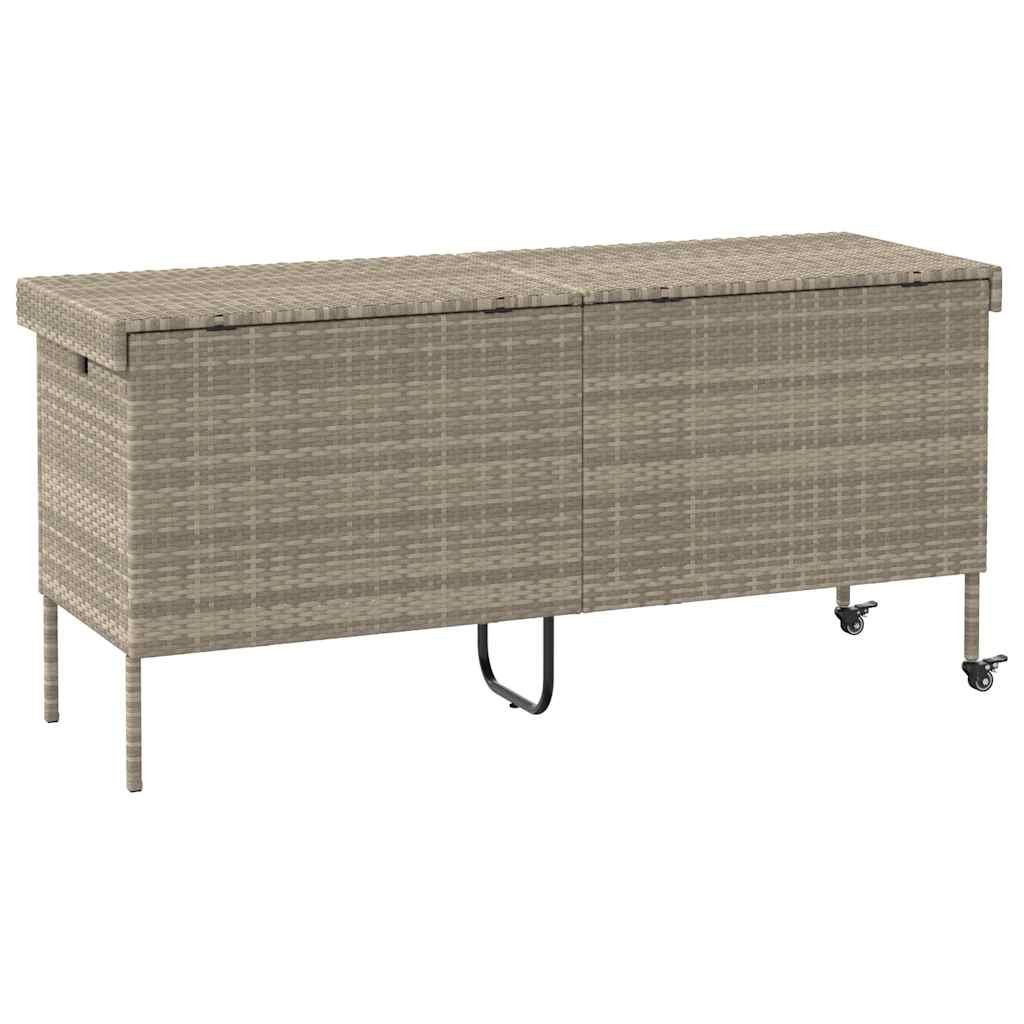Tuinbox met wielen 160x55x75 cm poly rattan lichtgrijs is nu te koop bij PeponiXL, paradijselijk wonen!