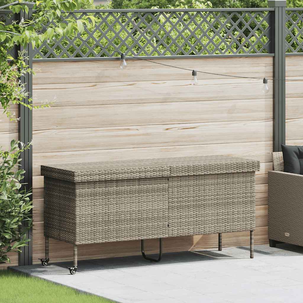 Tuinbox met wielen 160x55x75 cm poly rattan lichtgrijs is nu te koop bij PeponiXL, paradijselijk wonen!