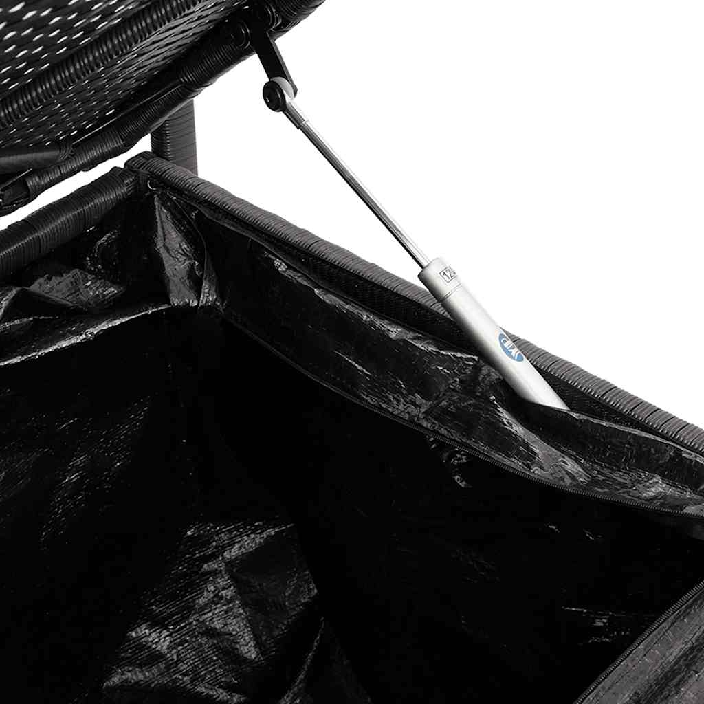 Tuinbank met kussen, zwart polyrotan is nu te koop bij PeponiXL, paradijselijk wonen!