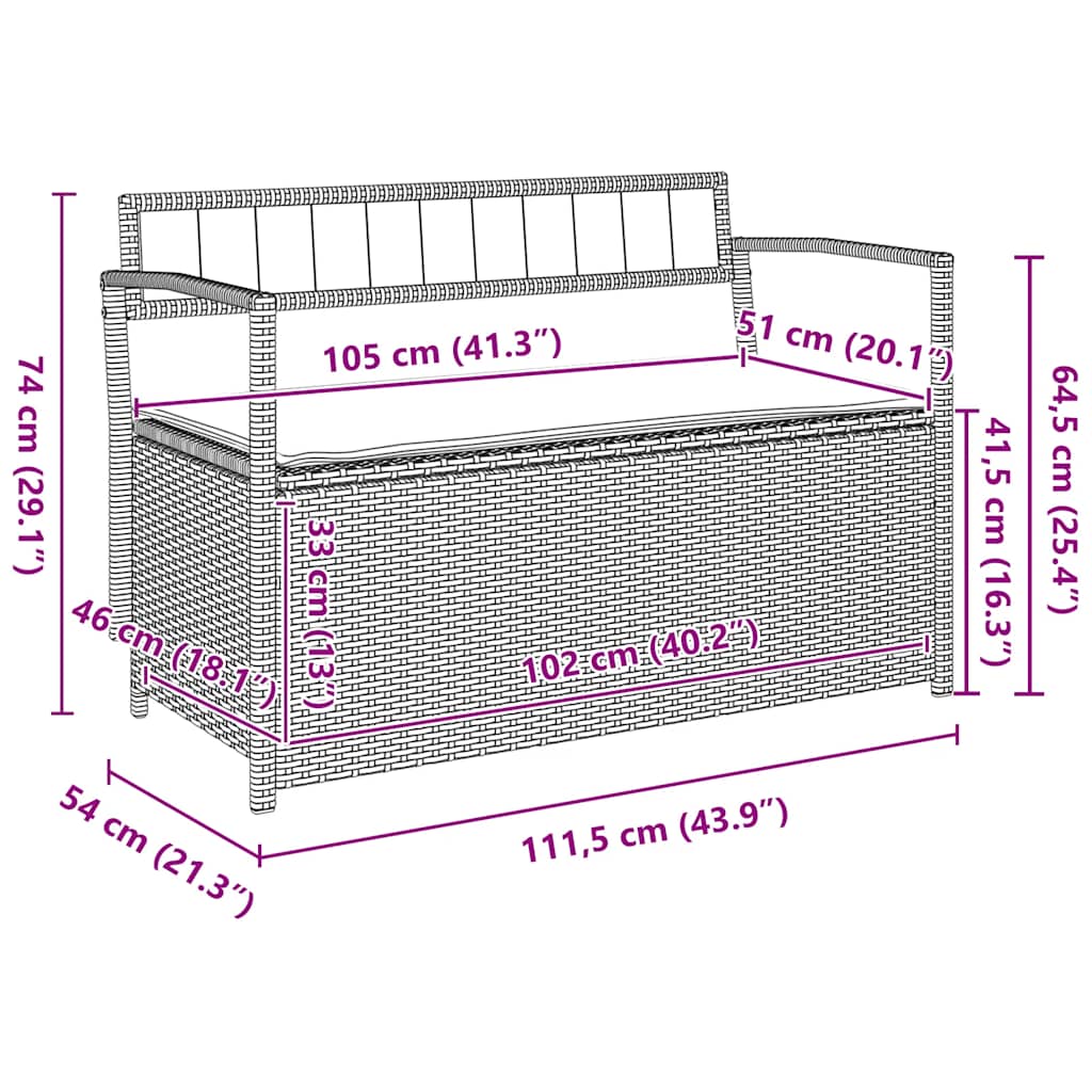 Tuinbank met kussen, bruin polyrotan is nu te koop bij PeponiXL, paradijselijk wonen!