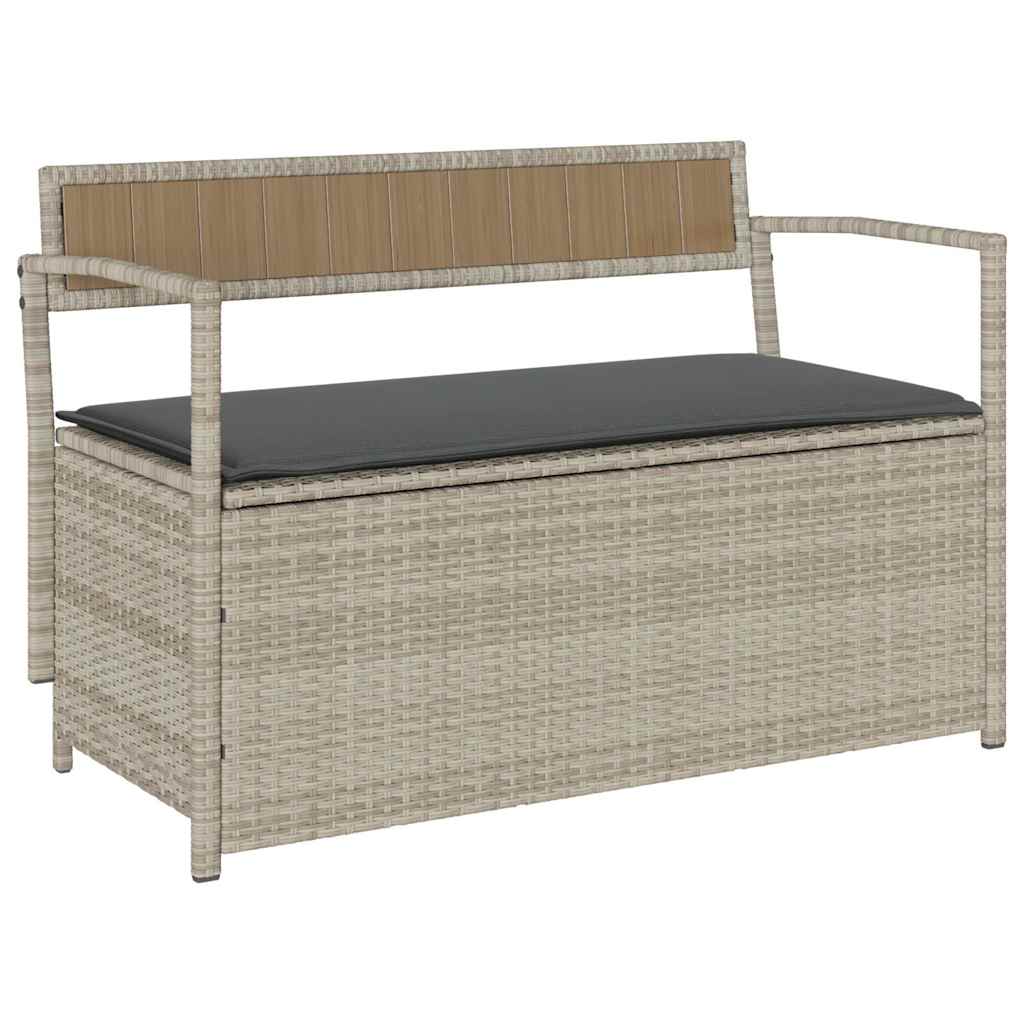 Tuinbank met kussen, lichtgrijs polyrotan is nu te koop bij PeponiXL, paradijselijk wonen!