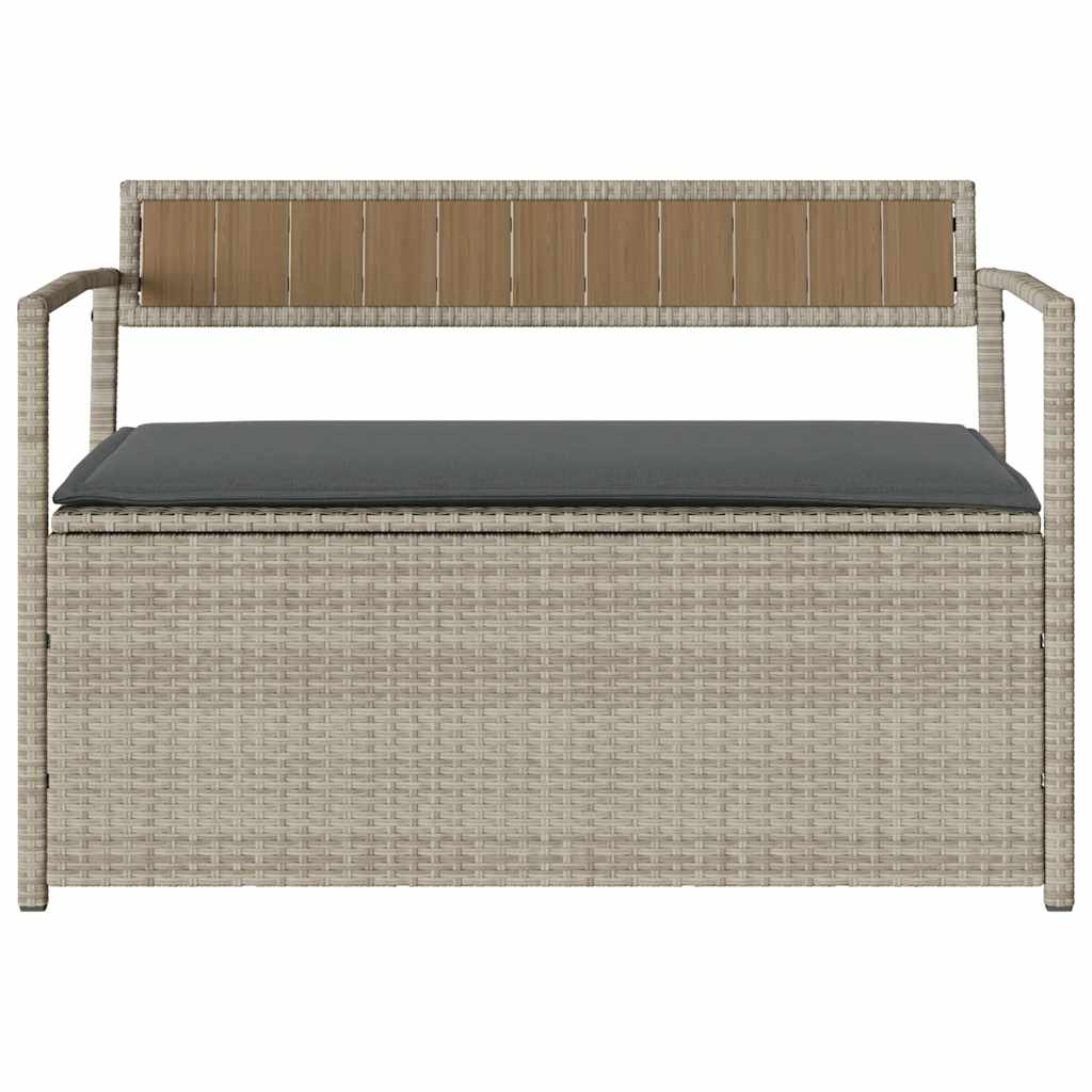 Tuinbank met kussen, lichtgrijs polyrotan is nu te koop bij PeponiXL, paradijselijk wonen!