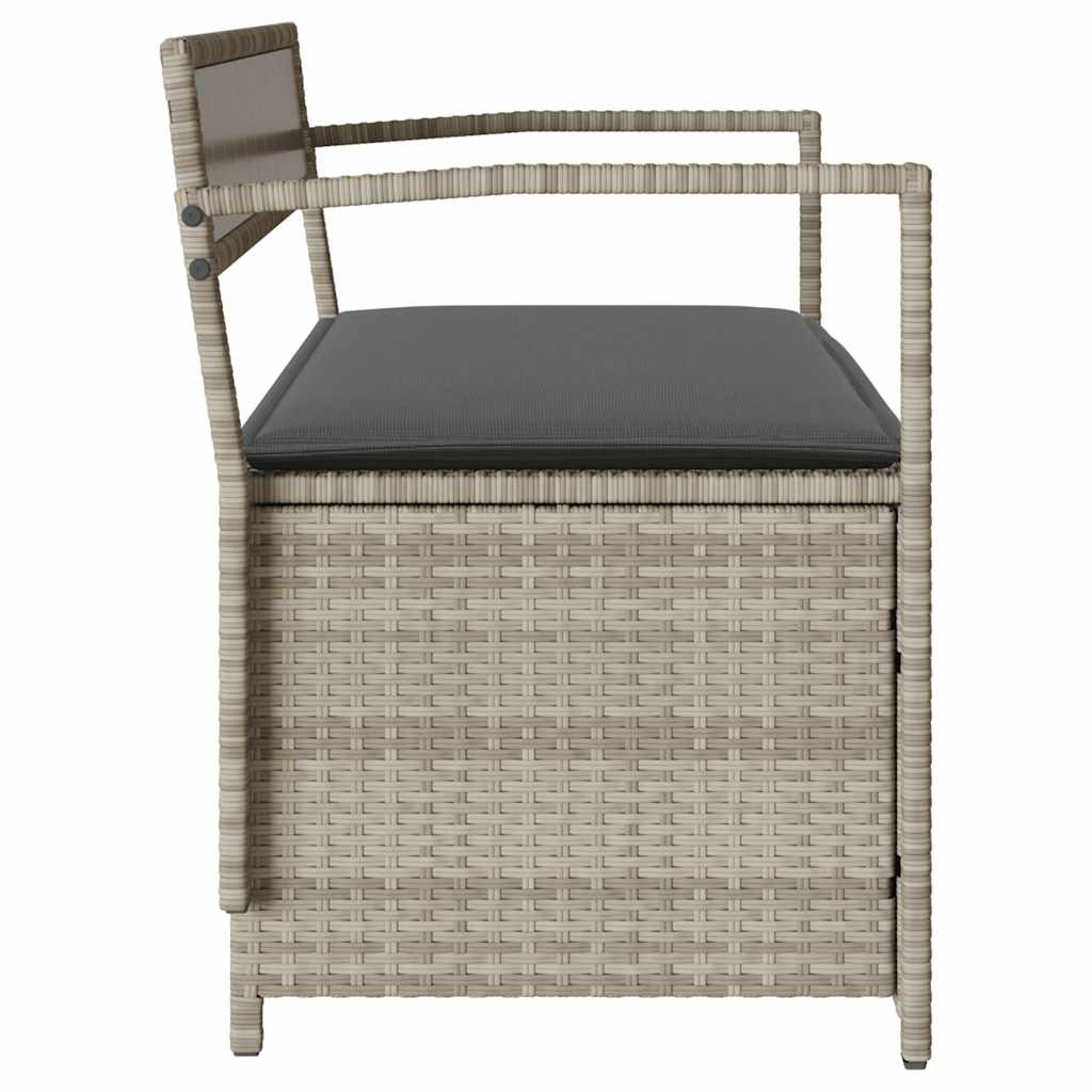 Tuinbank met kussen, lichtgrijs polyrotan is nu te koop bij PeponiXL, paradijselijk wonen!