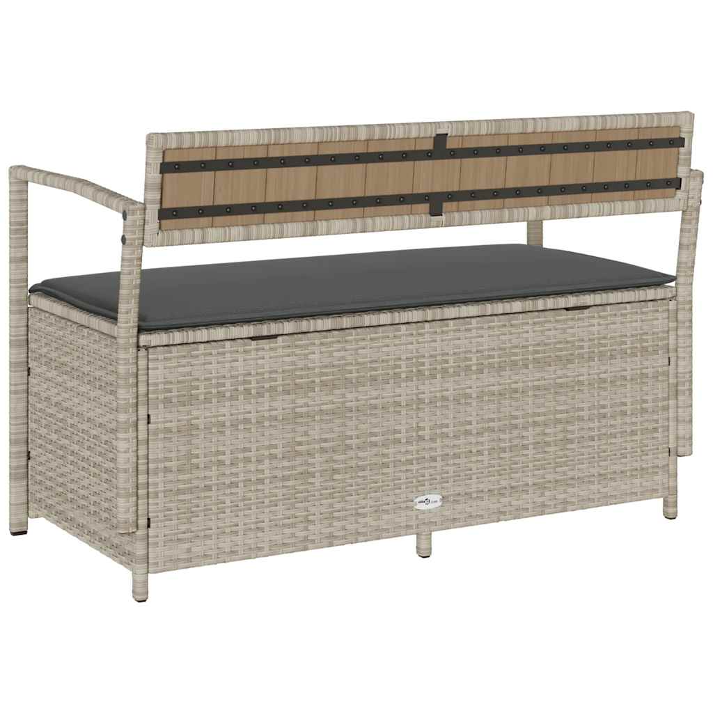 Tuinbank met kussen, lichtgrijs polyrotan is nu te koop bij PeponiXL, paradijselijk wonen!