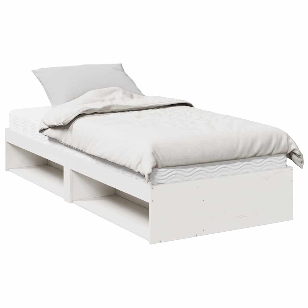 Slaapbank met matras 90x200 cm massief grenenhout wit is nu te koop bij PeponiXL, paradijselijk wonen!