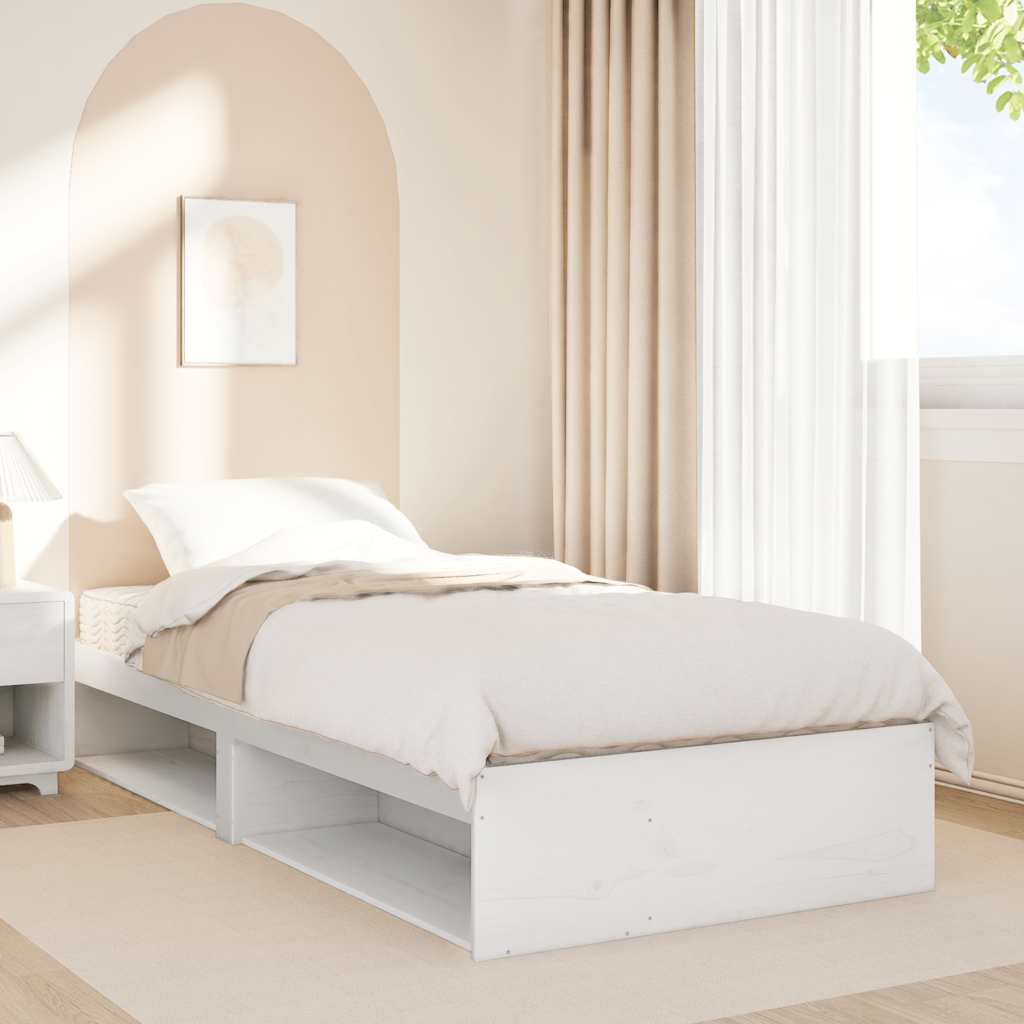 Slaapbank met matras 90x200 cm massief grenenhout wit is nu te koop bij PeponiXL, paradijselijk wonen!