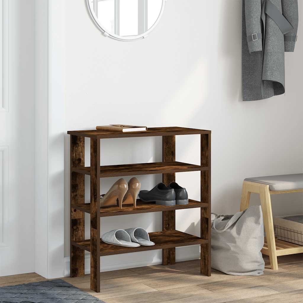 Schoenenrek 61x32x70 cm bewerkt hout gerookt eikenkleurig is nu te koop bij PeponiXL, paradijselijk wonen!