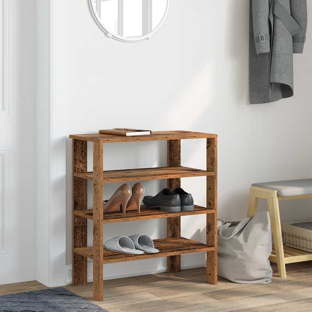 Schoenenrek 61x32x70 cm bewerkt hout oud houtkleurig is nu te koop bij PeponiXL, paradijselijk wonen!