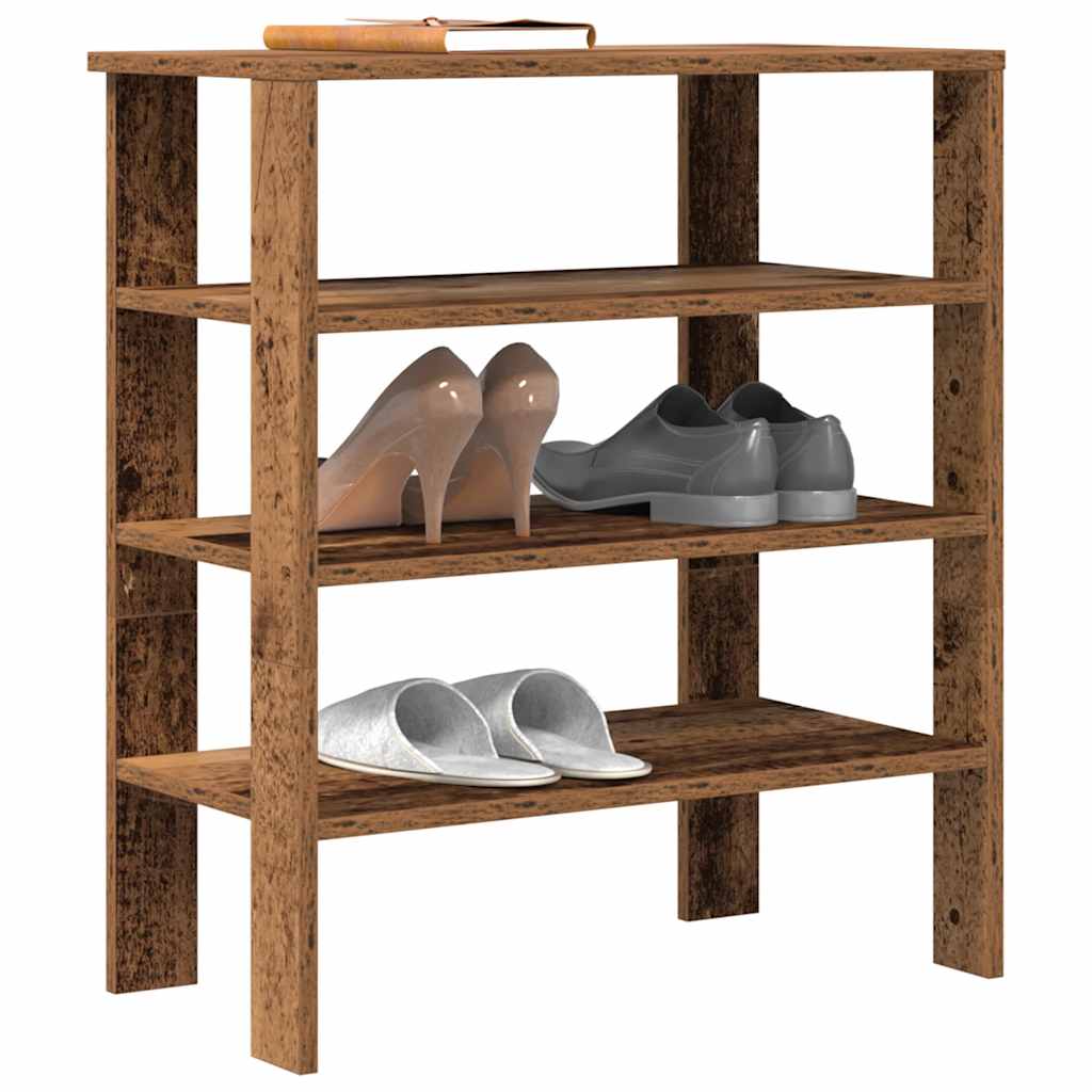 Schoenenrek 61x32x70 cm bewerkt hout oud houtkleurig is nu te koop bij PeponiXL, paradijselijk wonen!