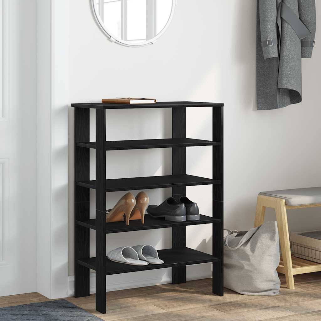 Schoenenrek 61x32x87,5 cm bewerkt hout zwart is nu te koop bij PeponiXL, paradijselijk wonen!
