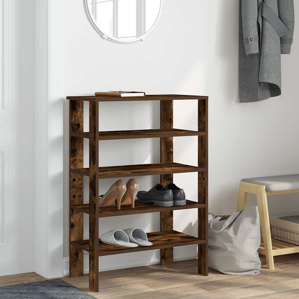 Schoenenrek 61x32x87,5 cm bewerkt hout gerookt eikenkleurig is nu te koop bij PeponiXL, paradijselijk wonen!